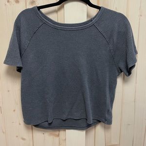 Gray waffle knit T-shirt